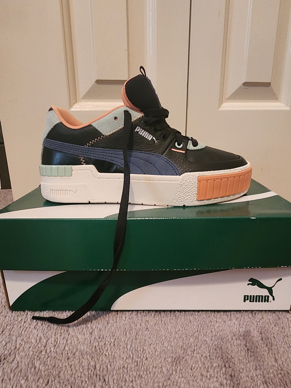 Puma Cali Sport Mix Women's Sneakers - Black with Peach and Coral Accents - Picture 4 of 4